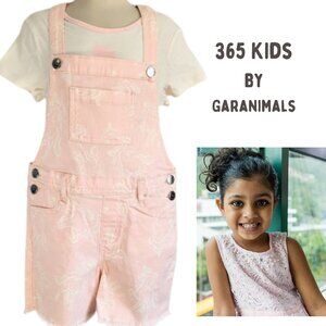 365 KIDS By GARANIMALS Pink & White Overall Short Outfit 2-Piece Set - Girl's 6
